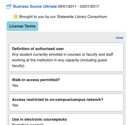 License display in Discovery fed from FOLIO 